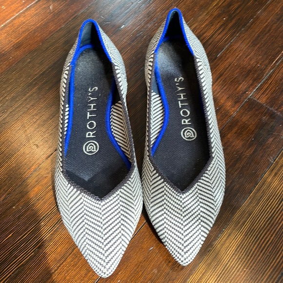 Rothy's Shoes - Rothy’s The Point flanel herringbone black & white flats RARE & RETIRED Womens 7